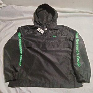 LRG Lifted Research Group Jacket Windbreaker Mens XL Black 1/4 Zip Hooded